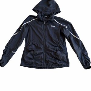 Fila Black Windbreaker Hooded Jacket Women’s Size L